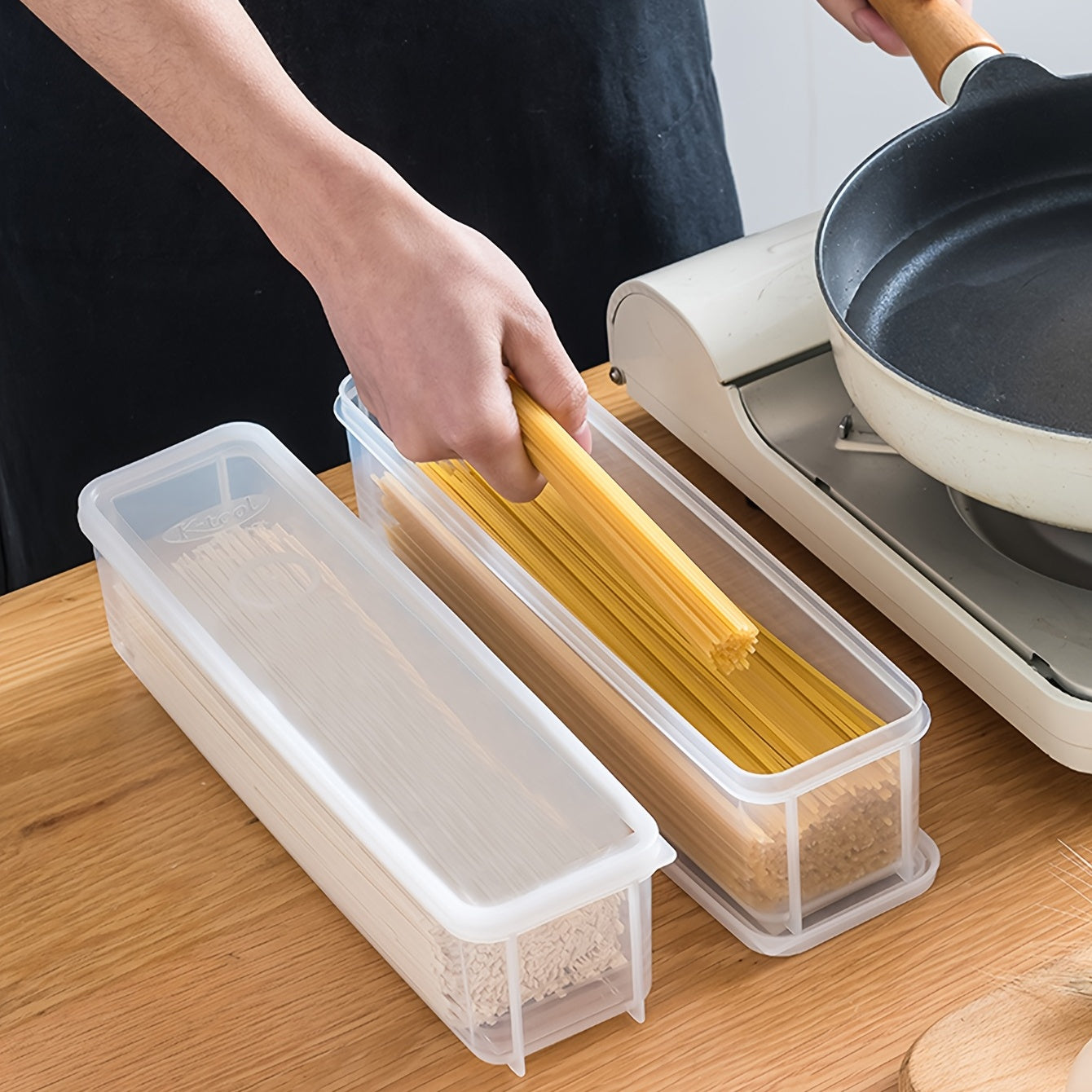 Plastic Square Containers for Noodles and Pasta Fresh Keeping Box