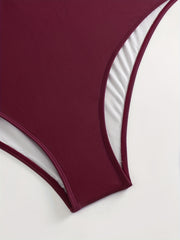  Colorblock Striped V Neck One Piece Swimsuit