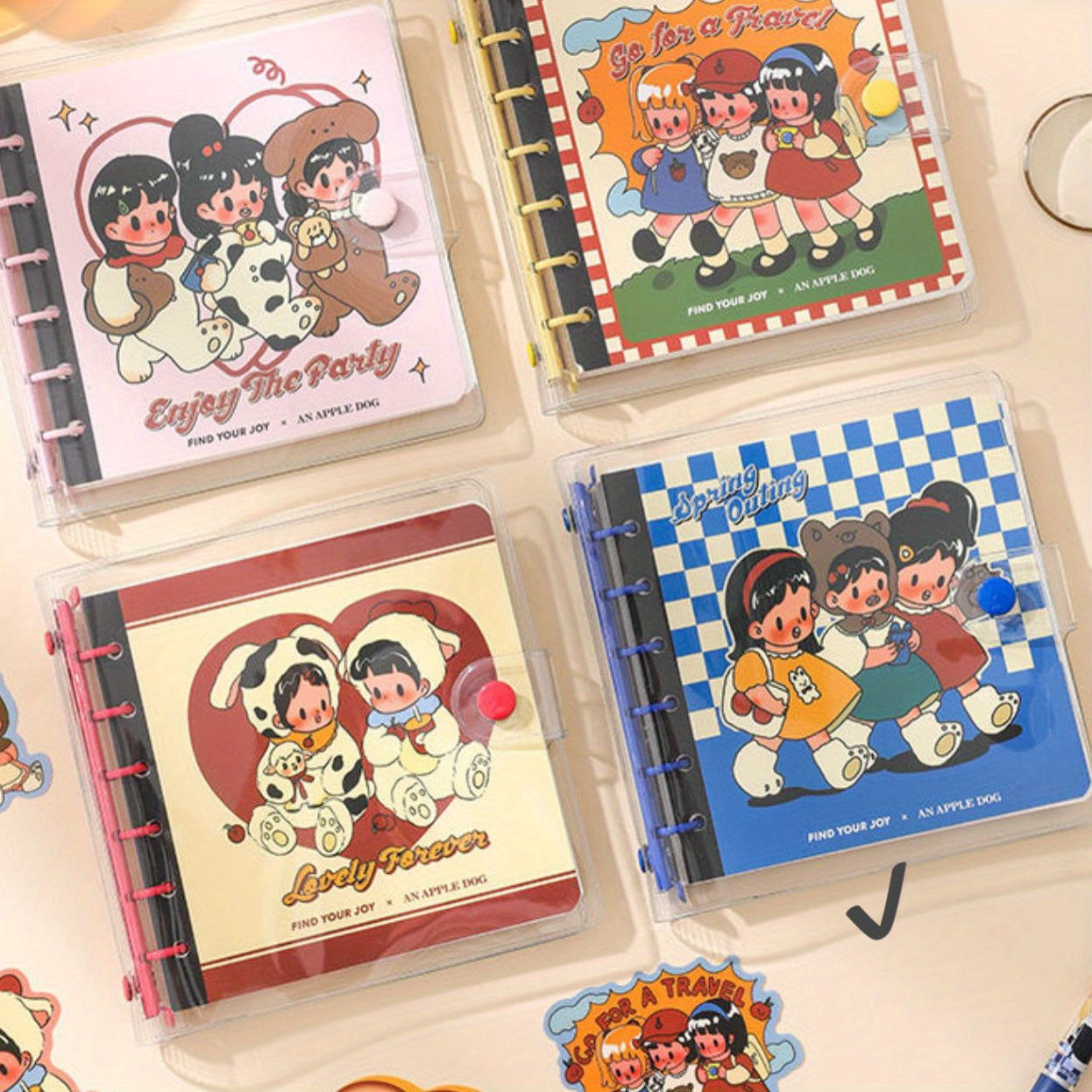 Colorful Iron Ring Loose Leaf Notebook PVC Shell