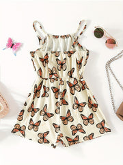 Girls Feather Cami Rompers for Beach Vacation
