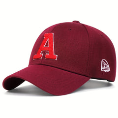 Unisex Adjustable Baseball Cap With Letter A Embroidery