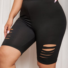  High Stretch Biker Shorts - Skinny Fit Cut Out Casual Shorts