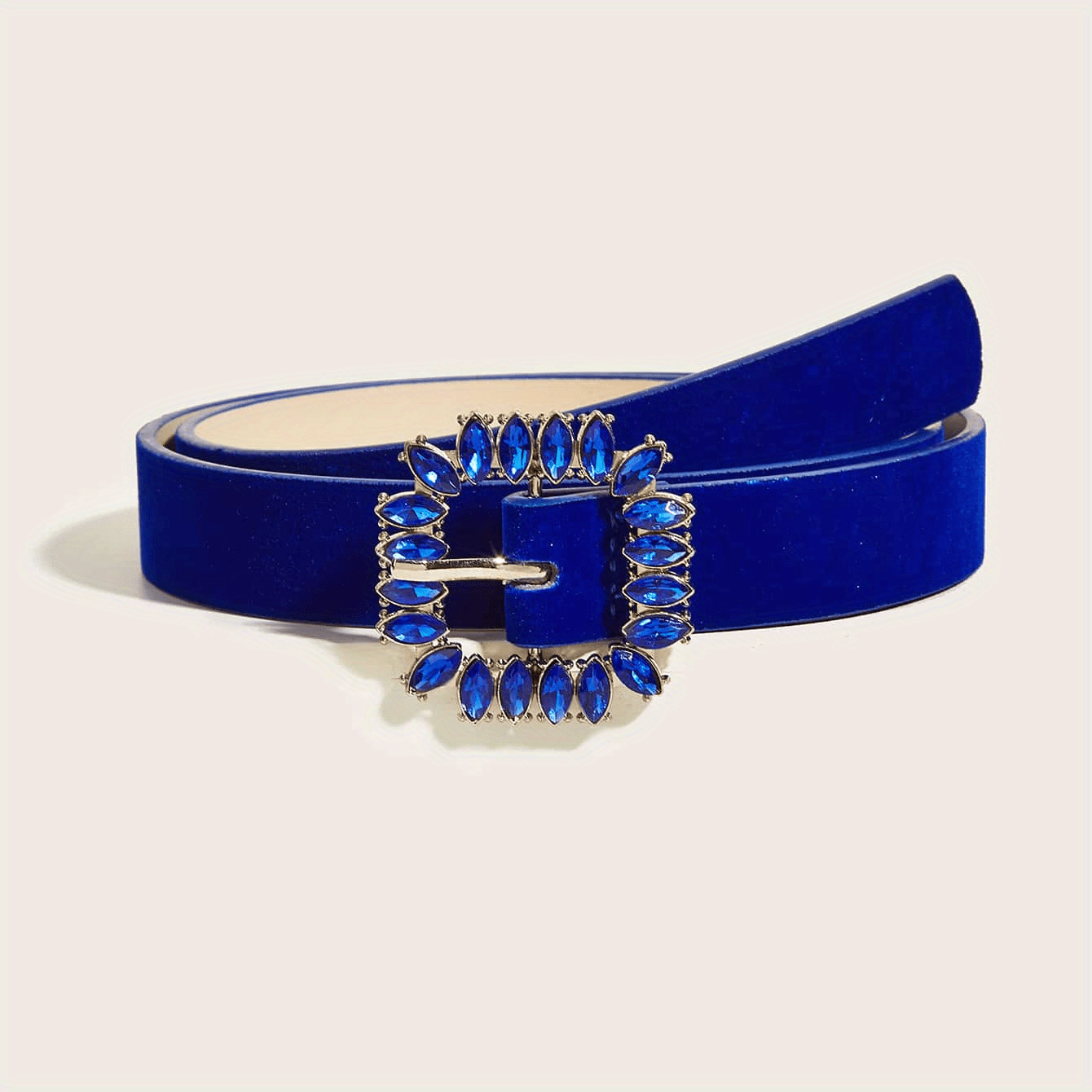 Vintage Crystal Buckle Velvet Belt for Women