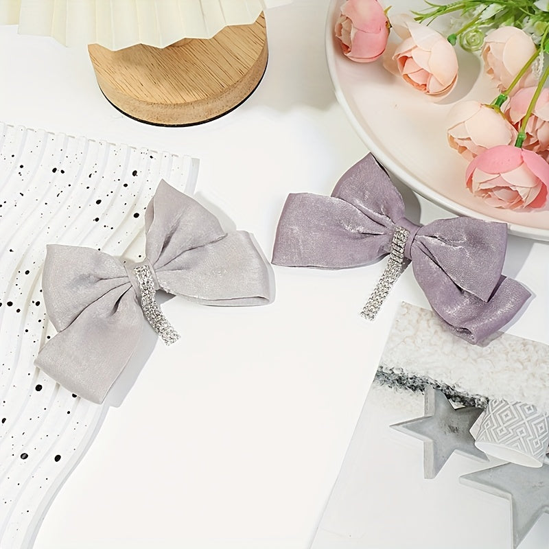 Rhinestone Tassel Hair Barrettes Bowknot Hair Clips for Women Girls