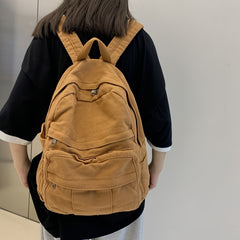 Vintage Canvas Backpack for Women, Casual School Bookbag, Adjustable Straps