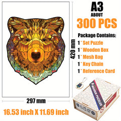 Funny Bear Wooden Puzzle with Box