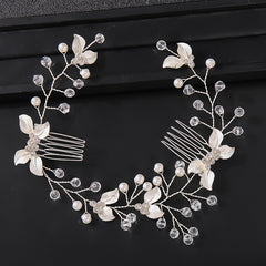 Bridal Golden Leaf Hair Vine Silver Hair Comb Rose Golden Leaf Hair Comb