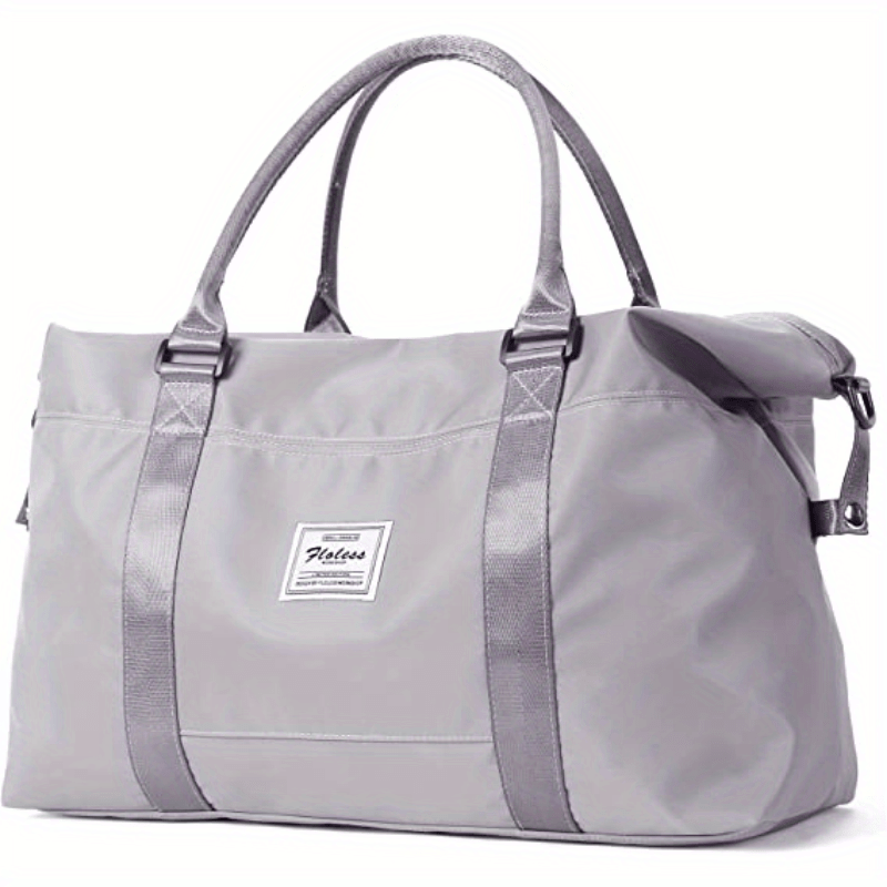 Letter Patch Solid Carry on Bag Portable Handle Zipper Travel Storage Handbag