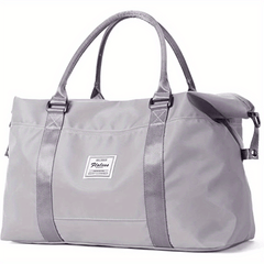 Letter Patch Solid Carry on Bag Portable Handle Zipper Travel Storage Handbag