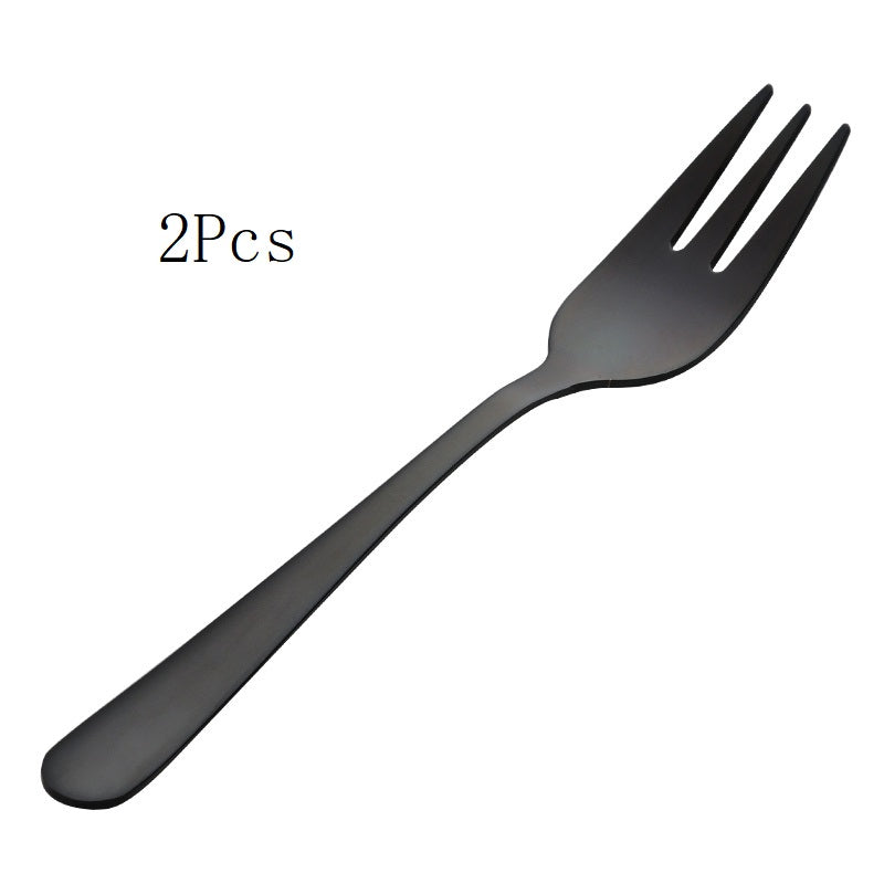 2pcs Golden Tea Fork Set Stainless Steel Small Fruit Fork Salad Fork
