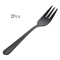 2pcs Golden Tea Fork Set Stainless Steel Small Fruit Fork Salad Fork