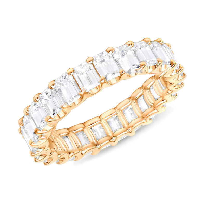 Paved Square Crystal Zircon Engagement Ring