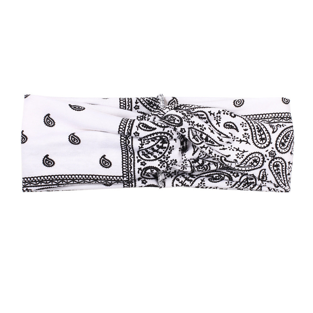 Boho Paisley Knot Wide Headband Stretch Hair Wrap Yoga Running Workout Hairband