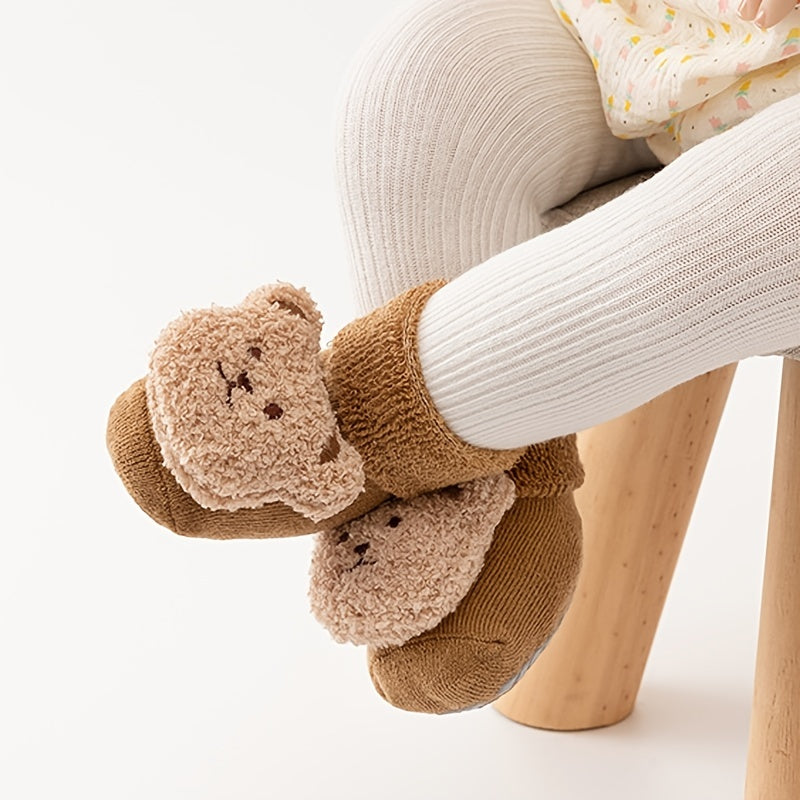 Adorable Bear Decorated Non Slip Socks for Kids