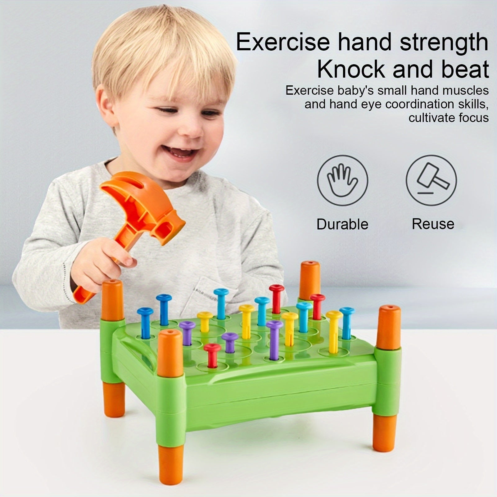 Educational Hammering Toy for Ages 3 PP Plastic Pegboard Game