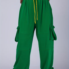 Women's Plus Elastic Drawstring High Rise Trousers