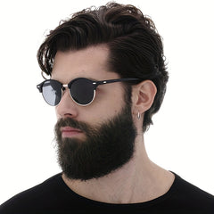 Half Frame Round Polarized Sunglasses Vintage Driving Semi Rimless Eyewear