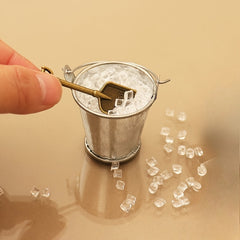 3pcs Doll House Mini Ice Bucket Set with Small Ice Cubes & Shovel