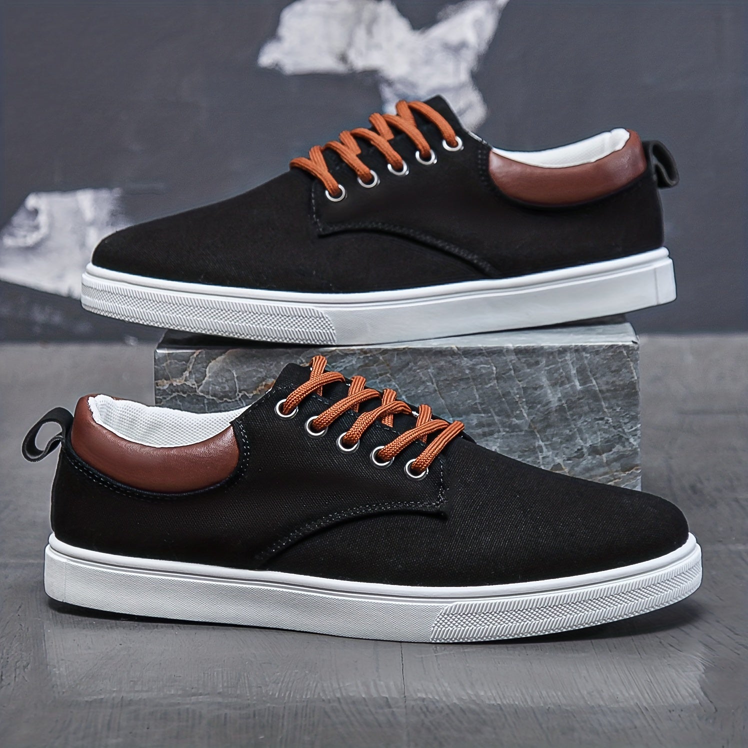 Men's Lace Up Canvas Sneakers Skate Shoes Good Grip Breathable