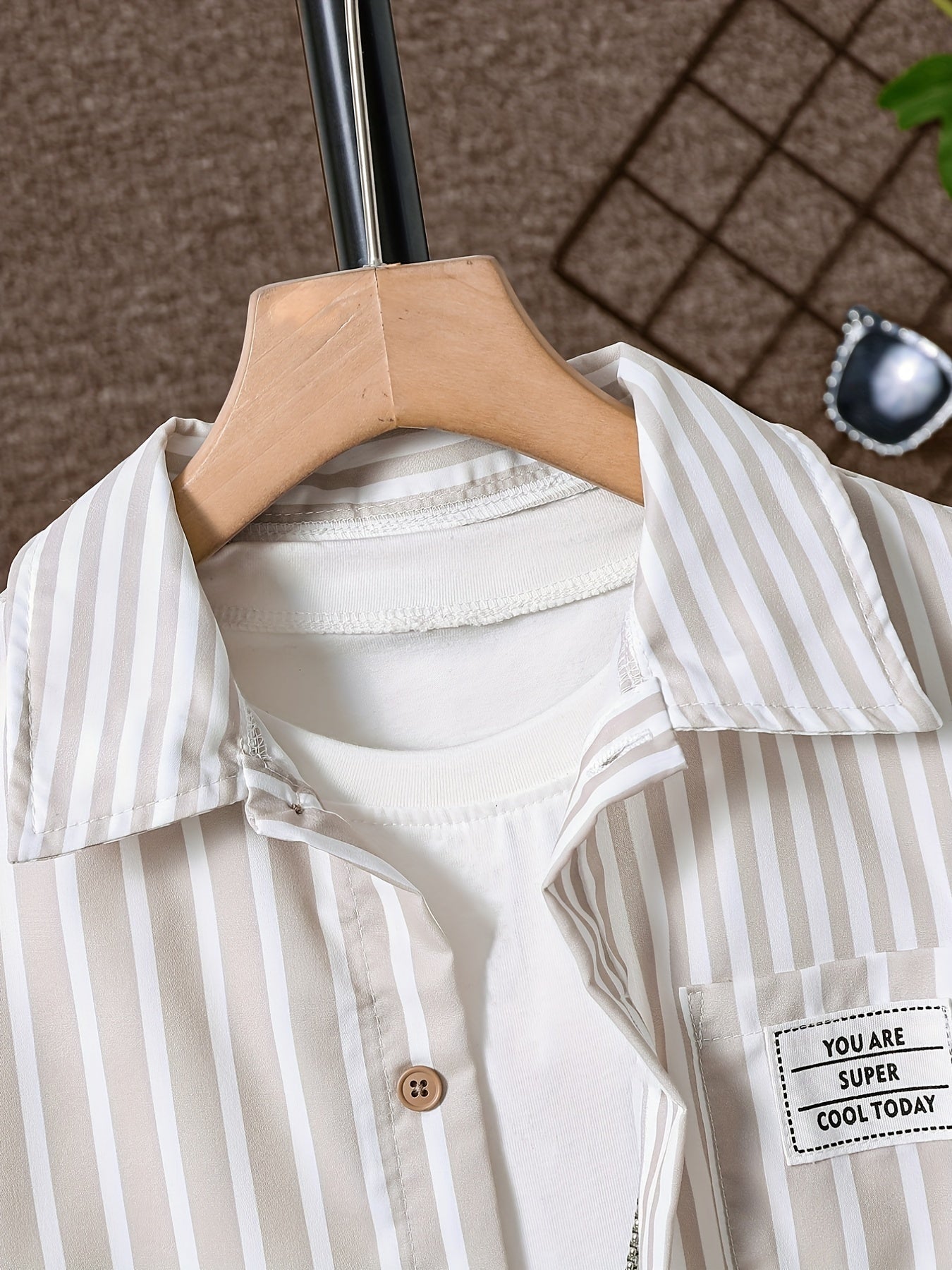 2pcs Boys Casual Stripe Shirt & Shorts Set Summer Kids Clothing
