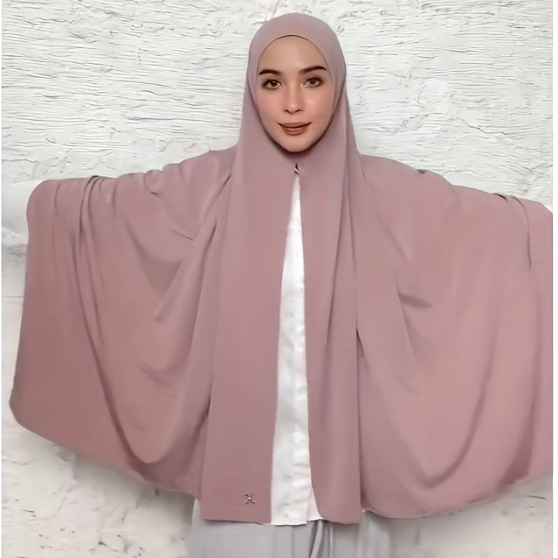Long Hijab Solid Scarf Elastic Turban Large Shawl Bandana for Women