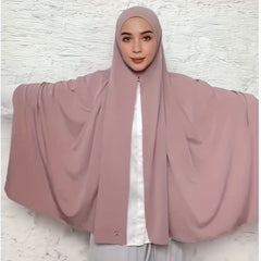 Long Hijab Solid Scarf Elastic Turban Large Shawl Bandana for Women