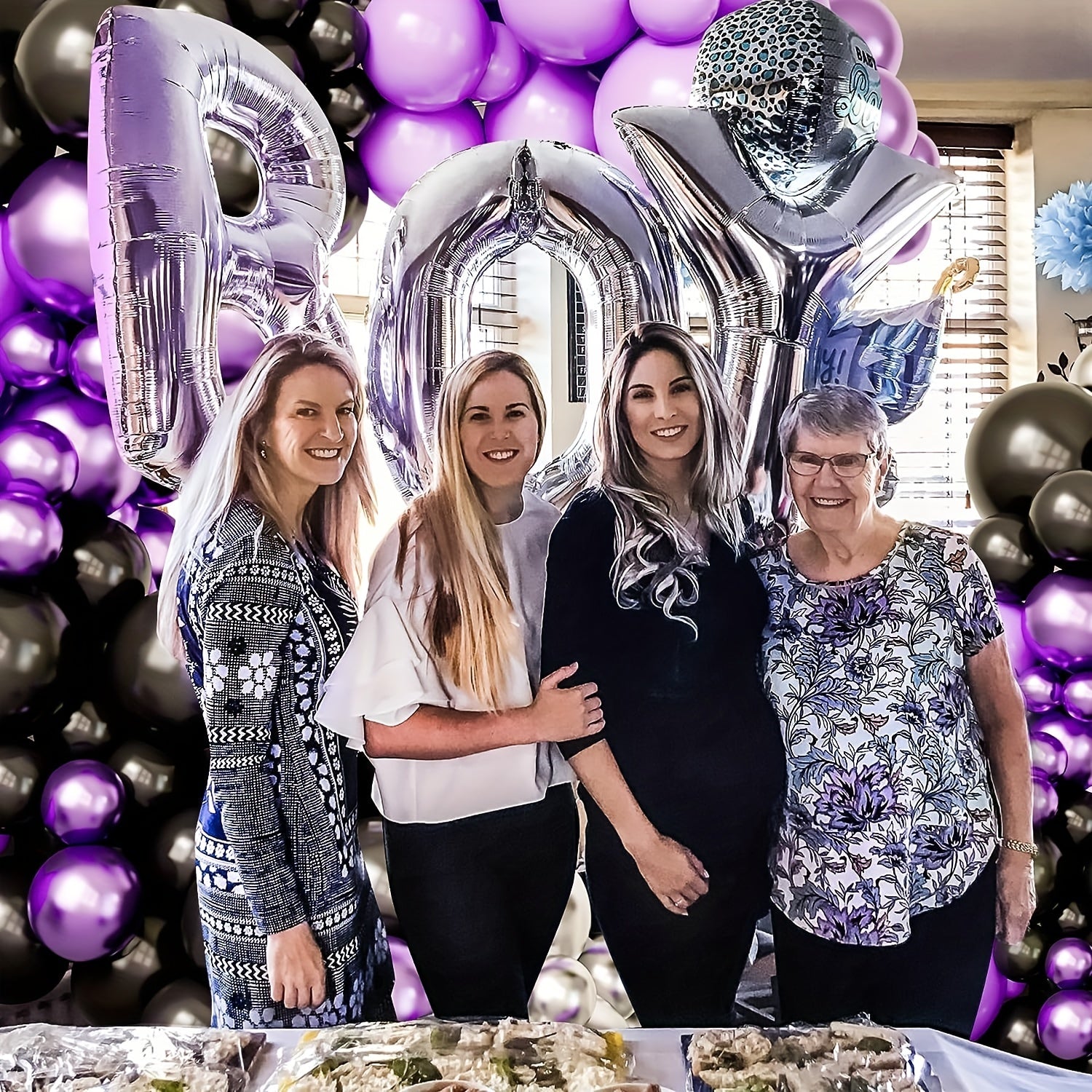 134pcs Purple & Silver Balloon Arch Garland Kit for Party Decoration