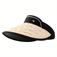 Embossed Women Visor Hat Wide Brim UV Protection Sun Hat