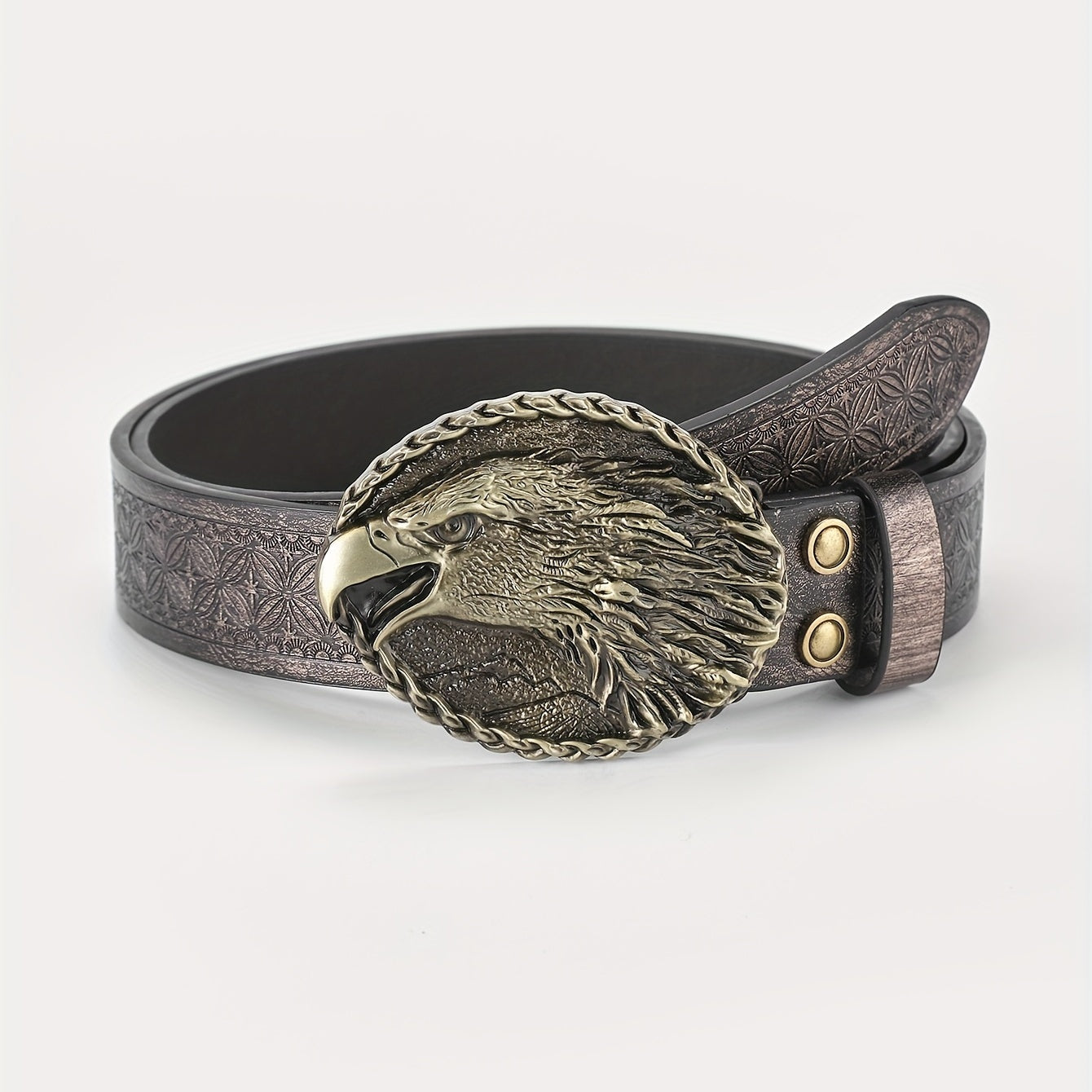Men's Eagle Belt PU Leather Floral Belt Casual Jeans Western Cowboy Waist Strap