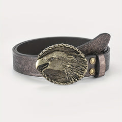 Men's Eagle Belt PU Leather Floral Belt Casual Jeans Western Cowboy Waist Strap