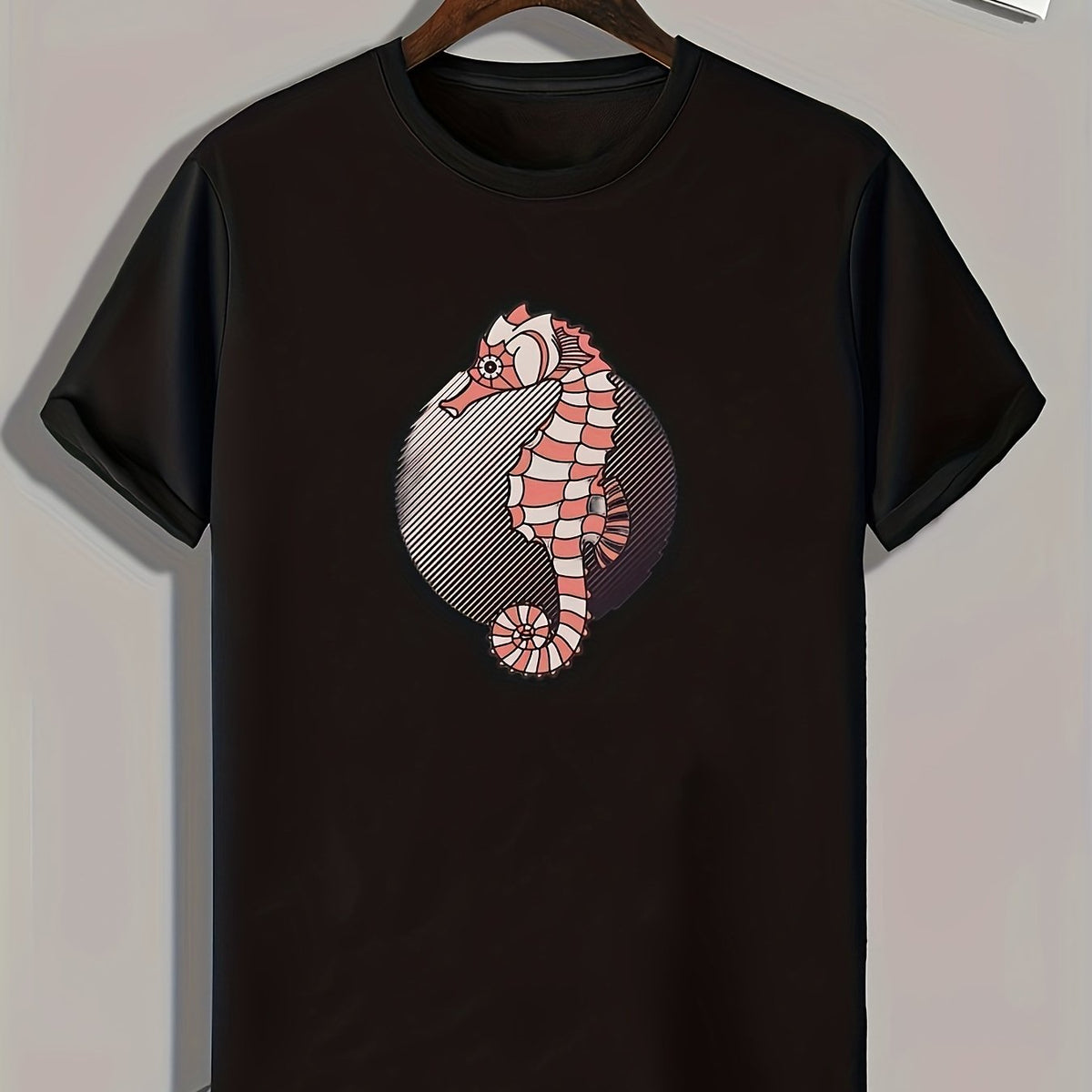 Sea Horse Pattern Print Men's Sports T-shirt Graphic Tee