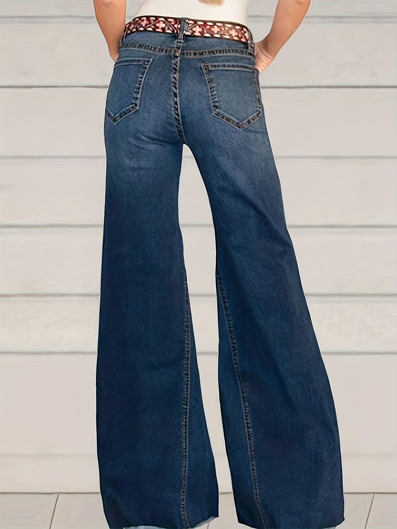 Women's Plus Button Fly High Rise Flared Leg Jeans