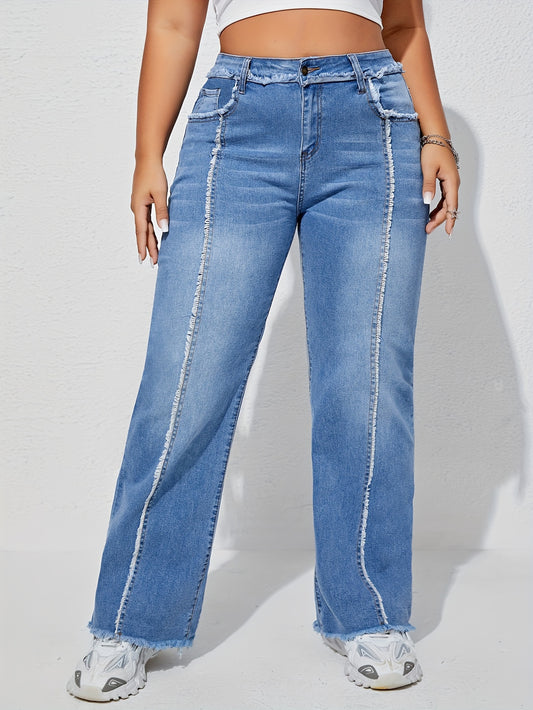  Raw Trim High Rise Wide Leg Jeans