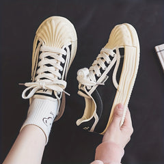 Women's Platform Canvas Sneakers Lace Up Board Shoes