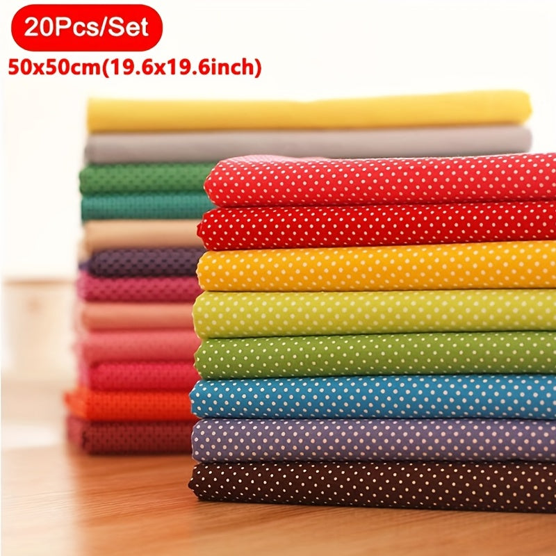 20pcs Multicolor Polka Dot Cotton Fabric for DIY Crafting
