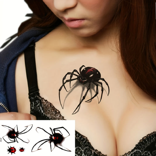 Halloween 3D Spider Pattern Temporary Tattoo Waterproof Sticker