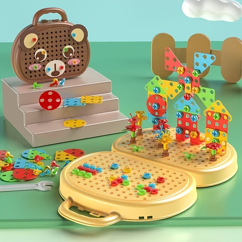 Creative Bear and Dog Design Toy Toolbox for Assembly