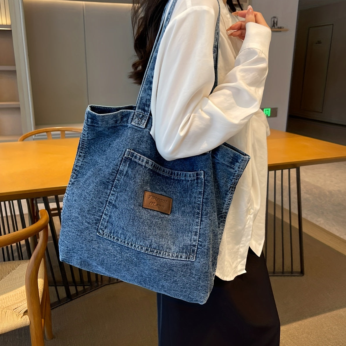 Denim Shoulder Bag All Match Novelty Tote Shopping Bag Women's Handbag