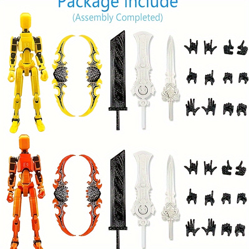 2 Pack T13 Action Figures 3D Printed Joint Robot w/ Weapons Desk Deco