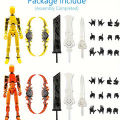 2 Pack T13 Action Figures 3D Printed Joint Robot w/ Weapons Desk Deco