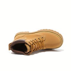 Chunky Low Heel Lace-Up Ankle Boots Women's Comfortable Round Toe Short Boots