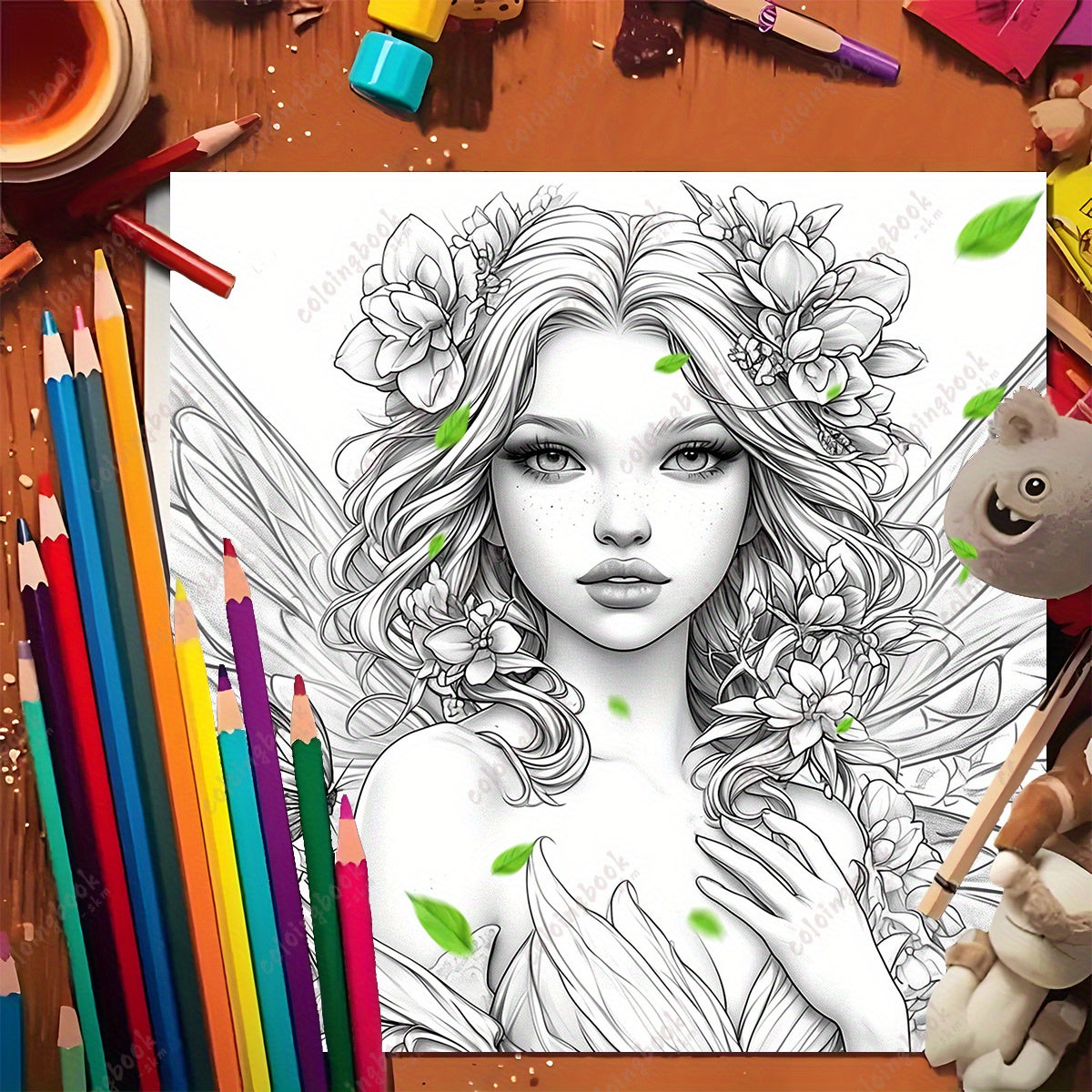 Rose Fairy Coloring Book for Adults