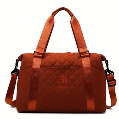 Large Capacity Argyle Pattern Travel Duffle Bag