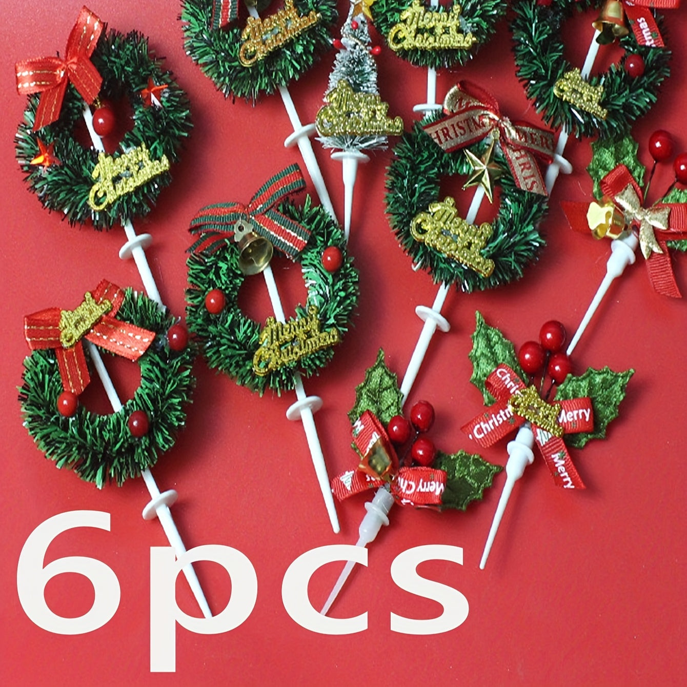 Set of 6 Christmas Cake Toppers Decorations Contemporary Style