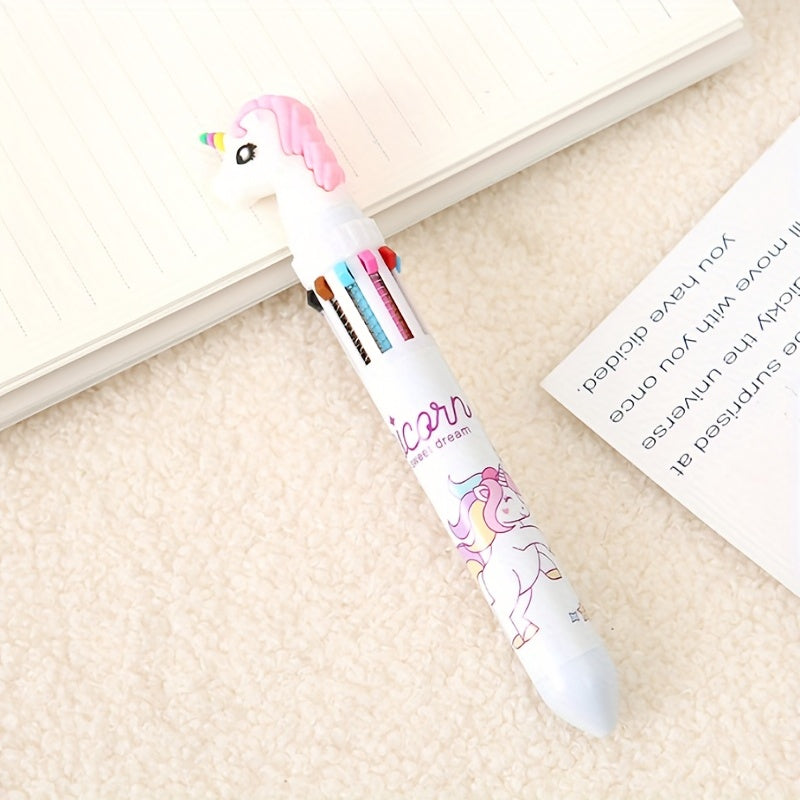 1 Pc Cartoon 10 Ballpoint Pen Transparent Plastic Office Student Neutral Pen