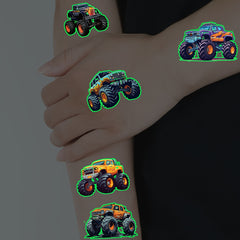 10 Pack Glow in the Dark Monster Truck Temporary Tattoos