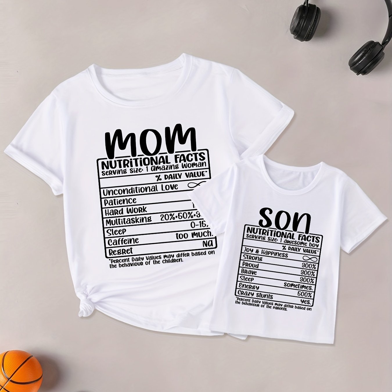 Mom & Son Nutrition Facts Tee Short Sleeve Shirts