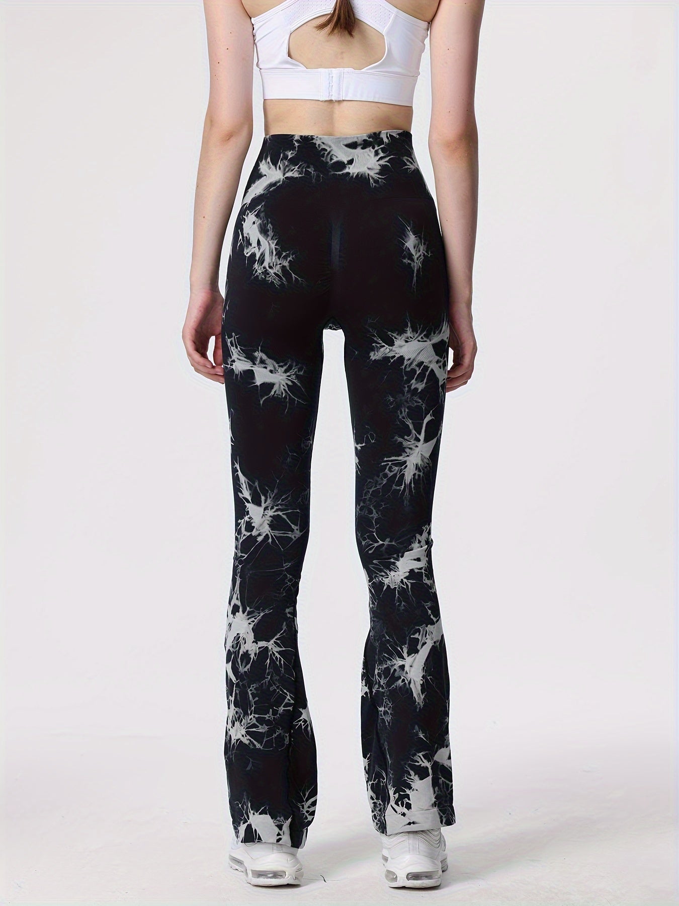Tie Dye Flared Yoga Pants High Stretch Butt Lifting Quick Dry Sports Leggings