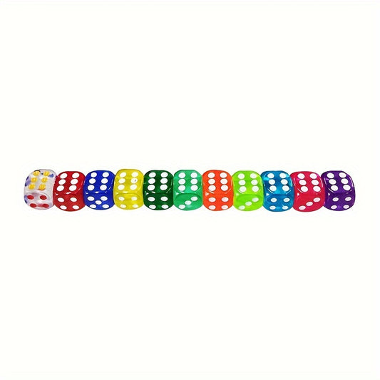 11pcs 16mm Colorful Transparent Acrylic Round Corner Dice