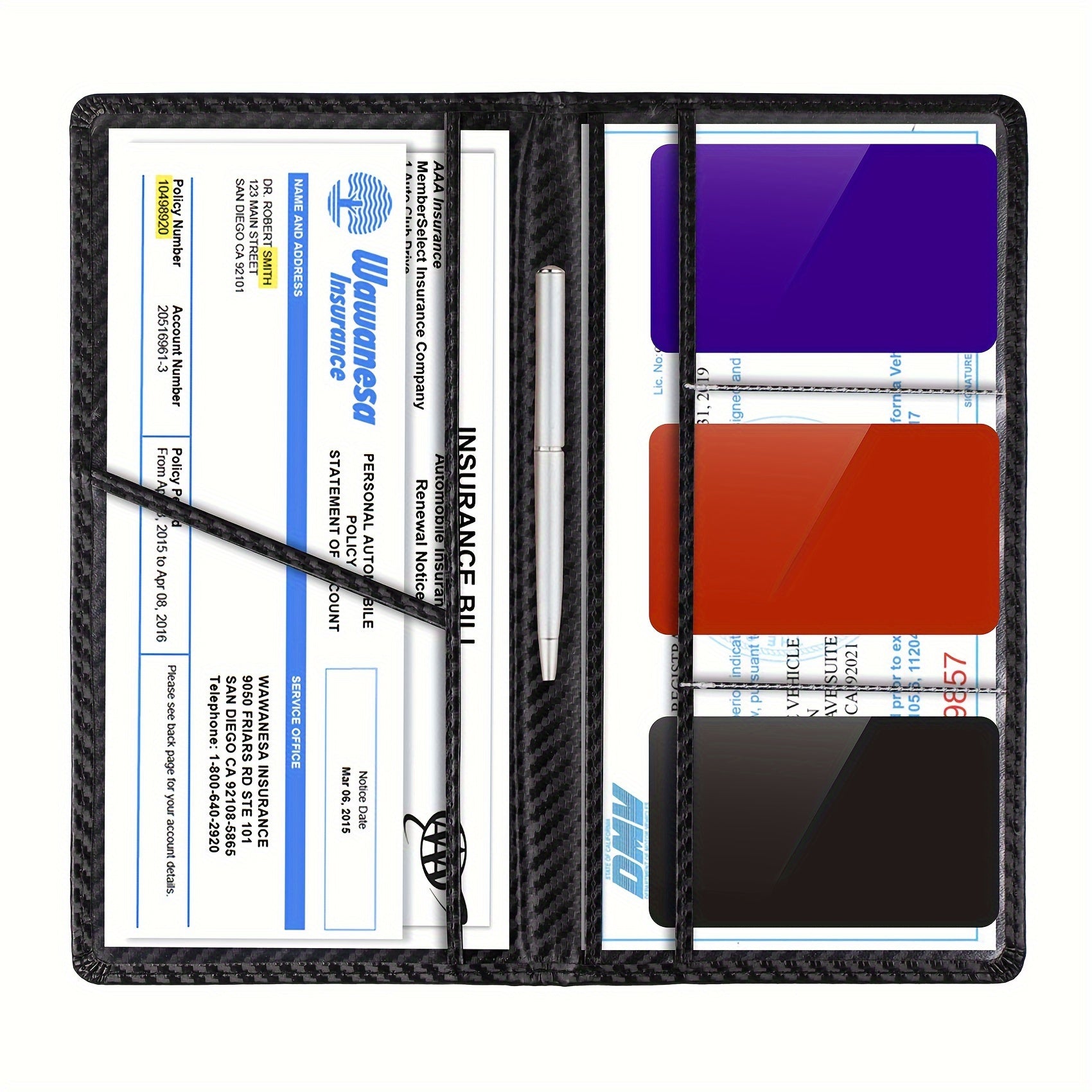 Car Registration And Insurance Holder Vehicle Glove Box Car Organizer